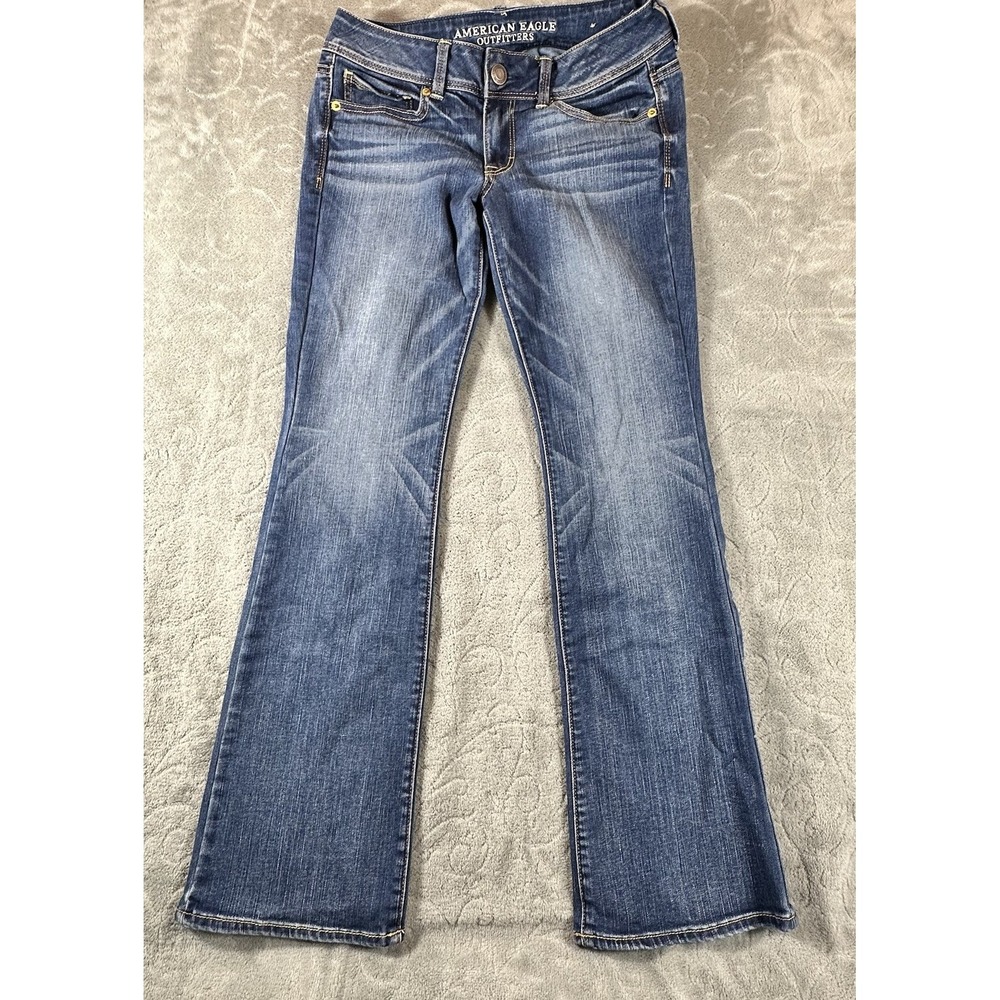 American Eagle Kick Boot Jeans Womens 6 Super Stretch Denim Flared Pants 90s Y2K